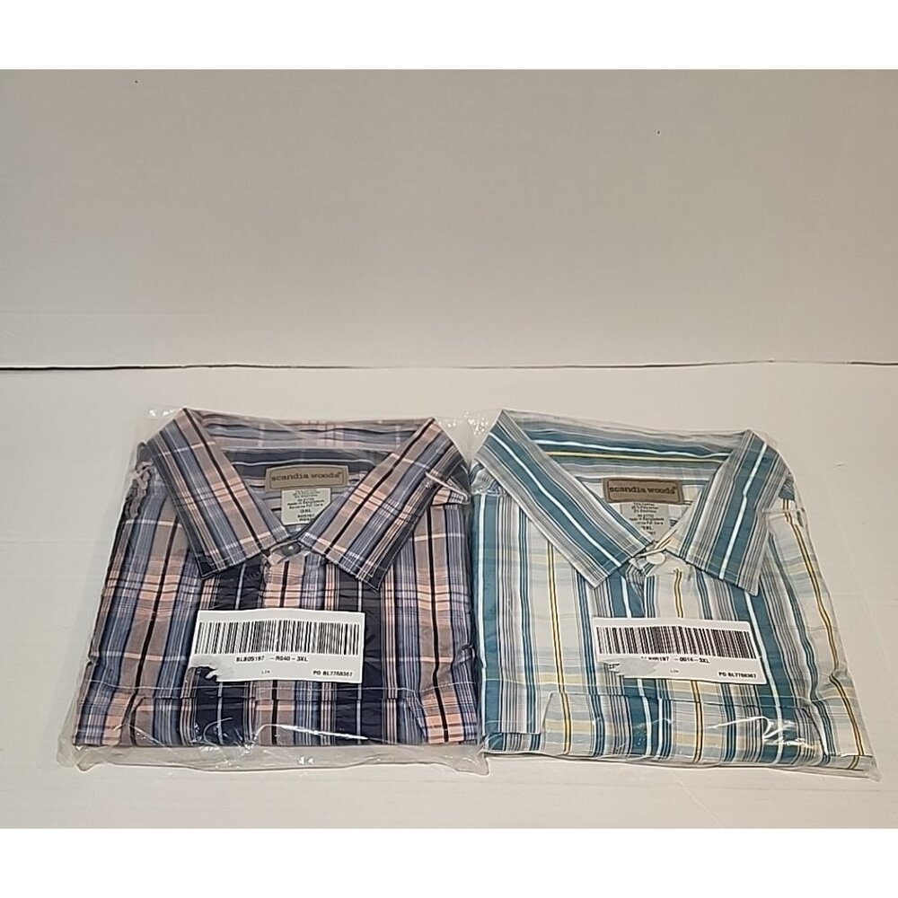 2 pack SCANDIA WOODS size 3XL Mens Short Sleeve pilot Shirt cotton with pockets